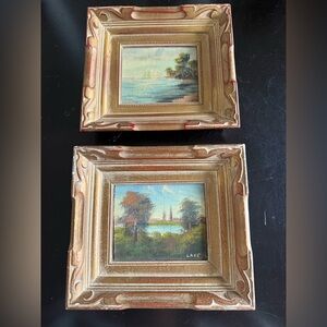 Pair of Small Framed Landscape signed by Lane
